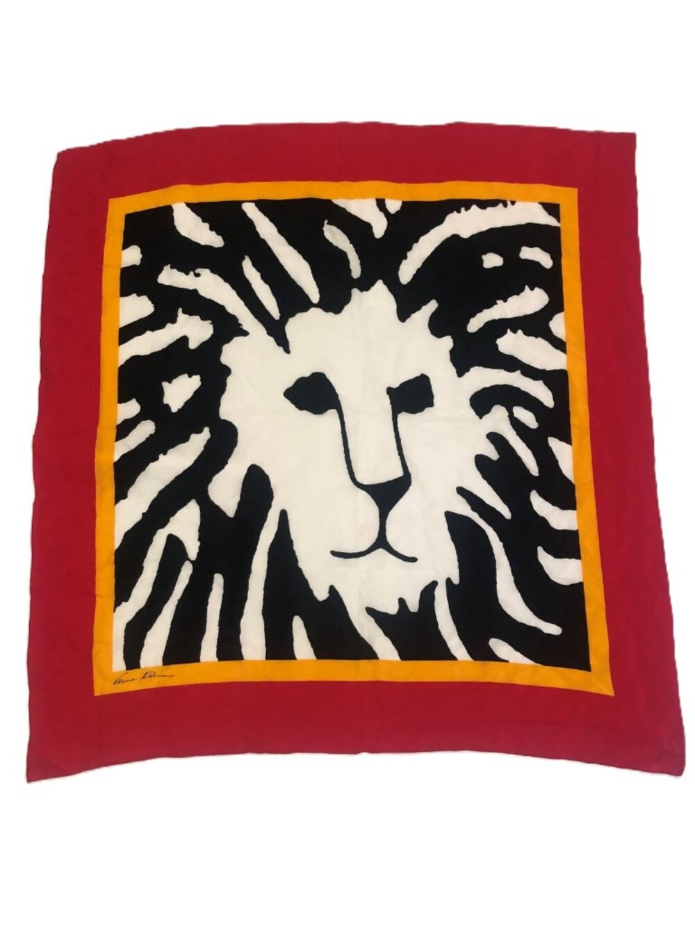 Anne Klein Vintage Silk Iconic Lion Logo Scarf 34x35